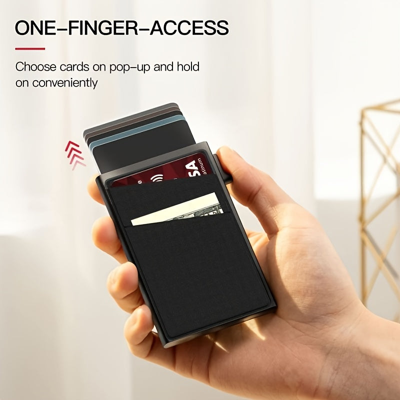 Simple RFID Blocking Aluminum Alloy Credit Card Holder with Money Bag for Men