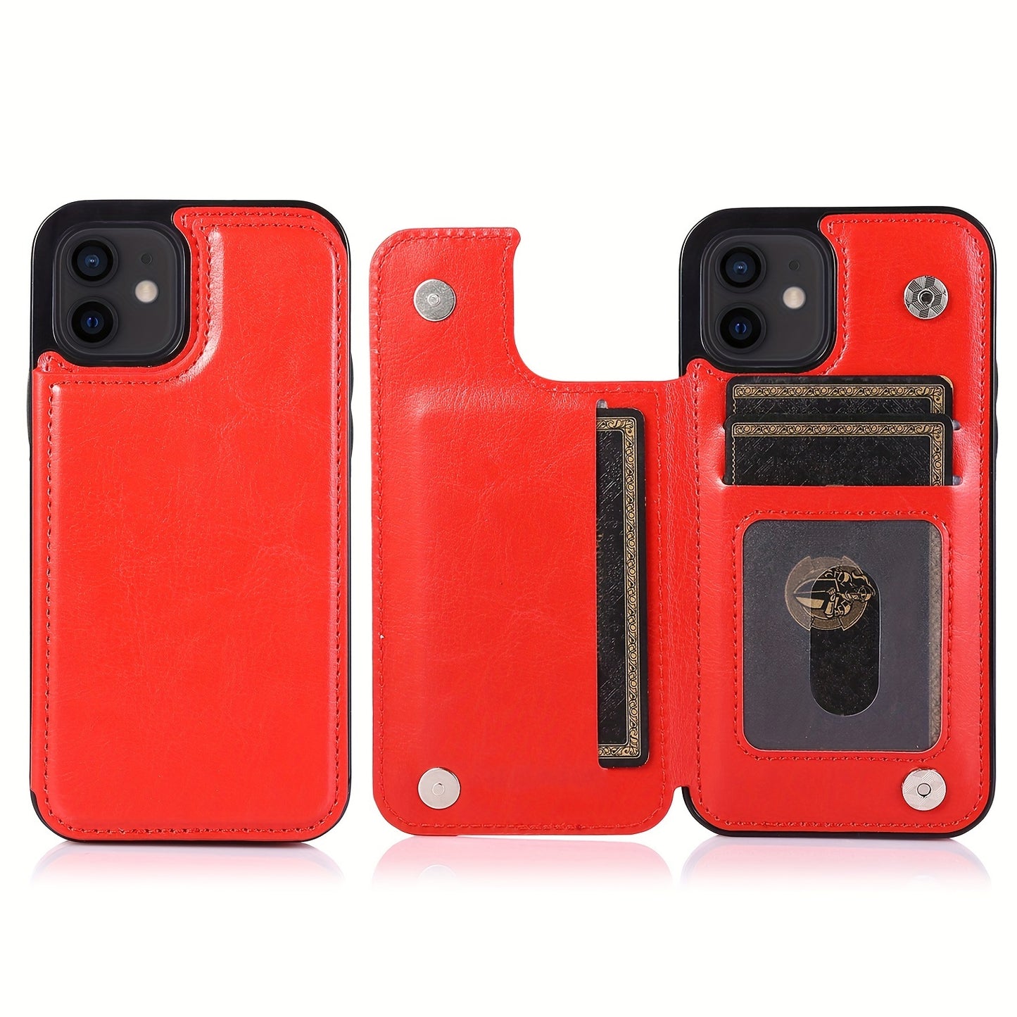 Premium PU Synthetic Faux Leather Wallet Case Designed for Various for iphone Models, Featuring Card Slots, a Stand, And Shockproof Protection.