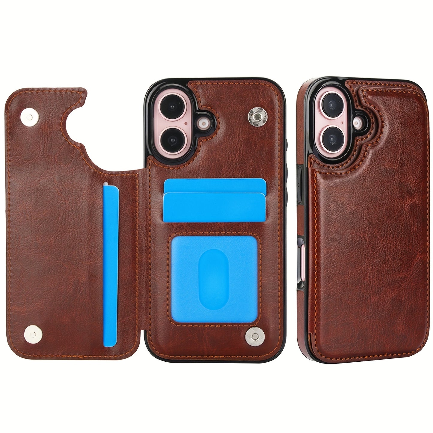 Premium PU Synthetic Faux Leather Wallet Case Designed for Various for iphone Models, Featuring Card Slots, a Stand, And Shockproof Protection.