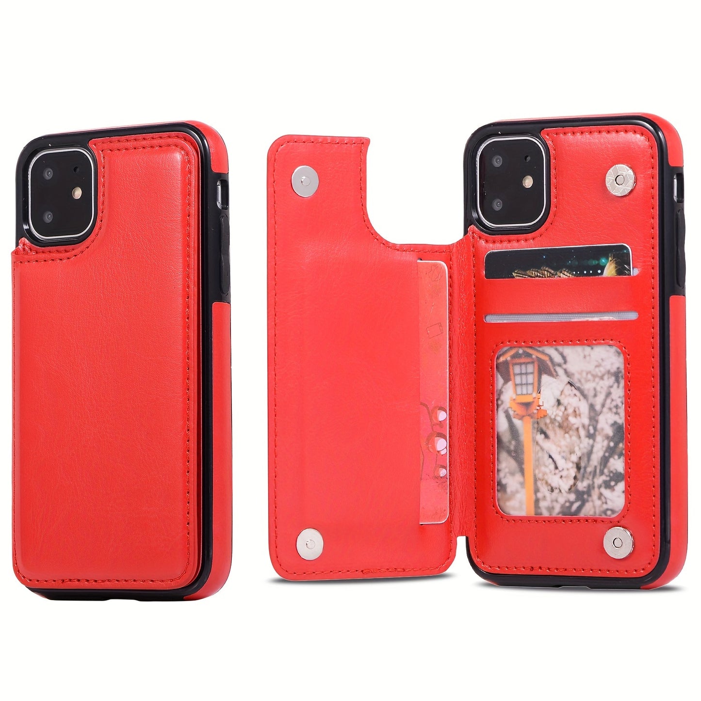 Premium PU Synthetic Faux Leather Wallet Case Designed for Various for iphone Models, Featuring Card Slots, a Stand, And Shockproof Protection.