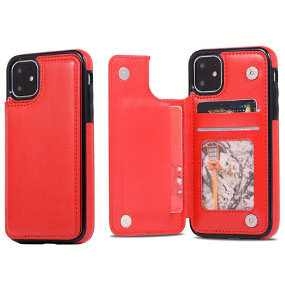 Premium PU Synthetic Faux Leather Wallet Case Designed for Various for iphone Models, Featuring Card Slots, a Stand, And Shockproof Protection.