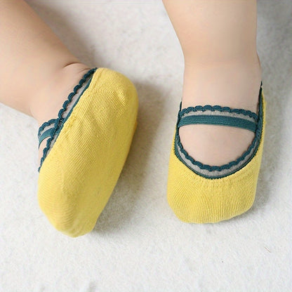 Girls' Elastic Lace-Up Boat Socks with Stretchable Non-Slip Sole