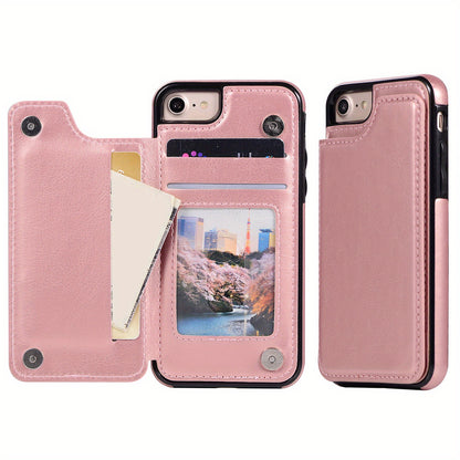 Premium PU Synthetic Faux Leather Wallet Case Designed for Various for iphone Models, Featuring Card Slots, a Stand, And Shockproof Protection.