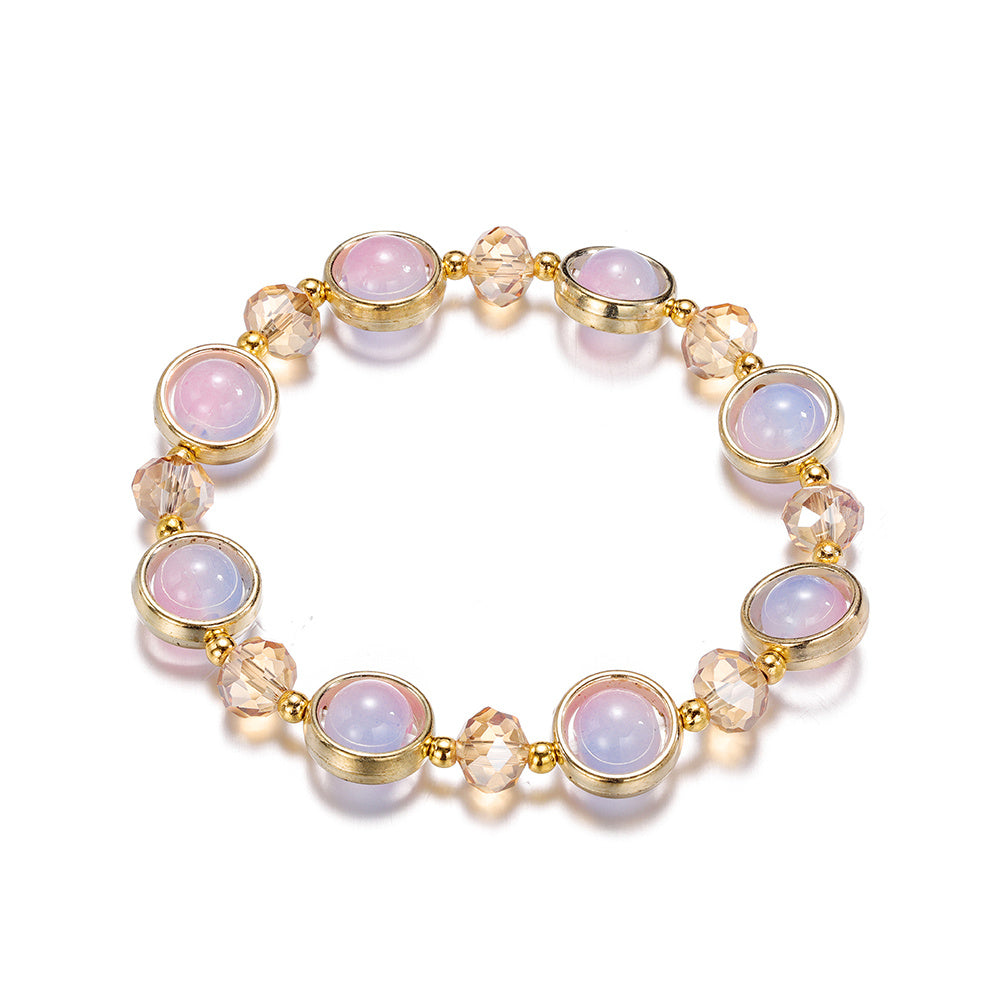Inlay Round Cut Glass Bracelet Transparent Colorful Beaded Handmade Bracelet For Woman Jewelry Gifts