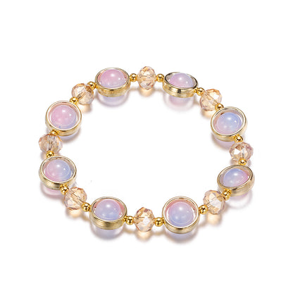 Inlay Round Cut Glass Bracelet Transparent Colorful Beaded Handmade Bracelet For Woman Jewelry Gifts