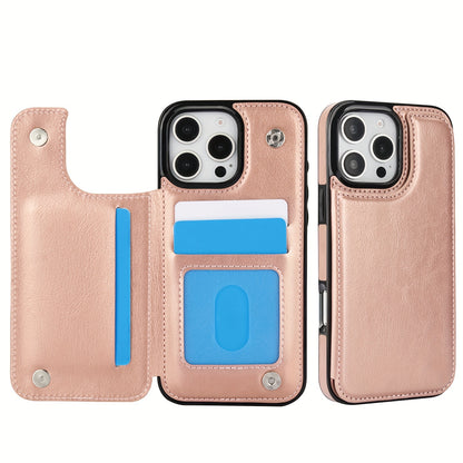Premium PU Synthetic Faux Leather Wallet Case Designed for Various for iphone Models, Featuring Card Slots, a Stand, And Shockproof Protection.