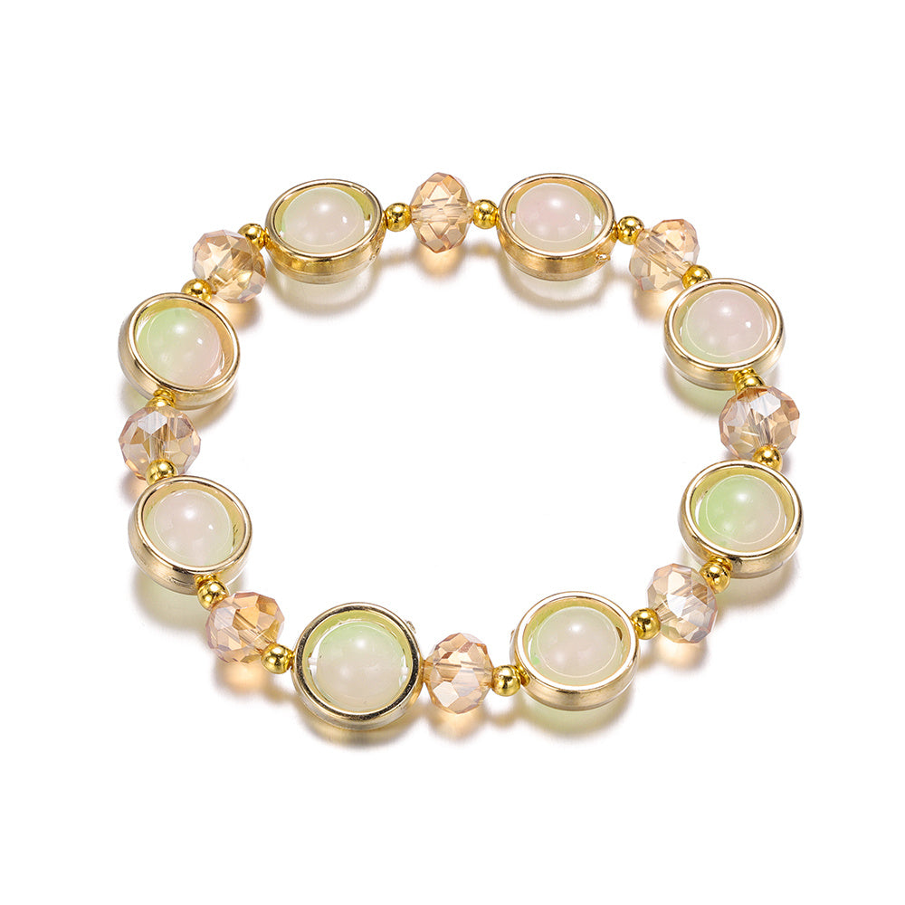 Inlay Round Cut Glass Bracelet Transparent Colorful Beaded Handmade Bracelet For Woman Jewelry Gifts