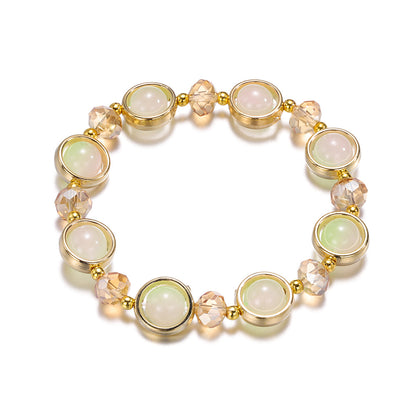 Inlay Round Cut Glass Bracelet Transparent Colorful Beaded Handmade Bracelet For Woman Jewelry Gifts
