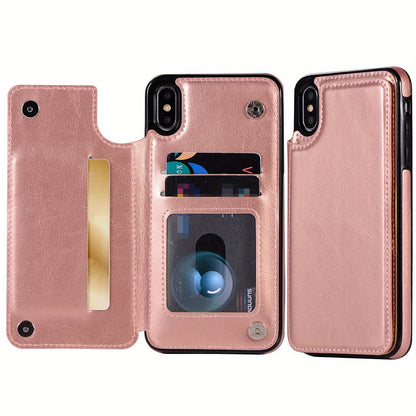 Premium PU Synthetic Faux Leather Wallet Case Designed for Various for iphone Models, Featuring Card Slots, a Stand, And Shockproof Protection.
