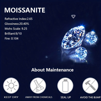 New Women'S One-Carat 925 Silver Moissanite Ring Plated with Tp950.