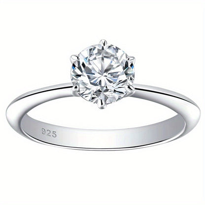 New Women'S One-Carat 925 Silver Moissanite Ring Plated with Tp950.