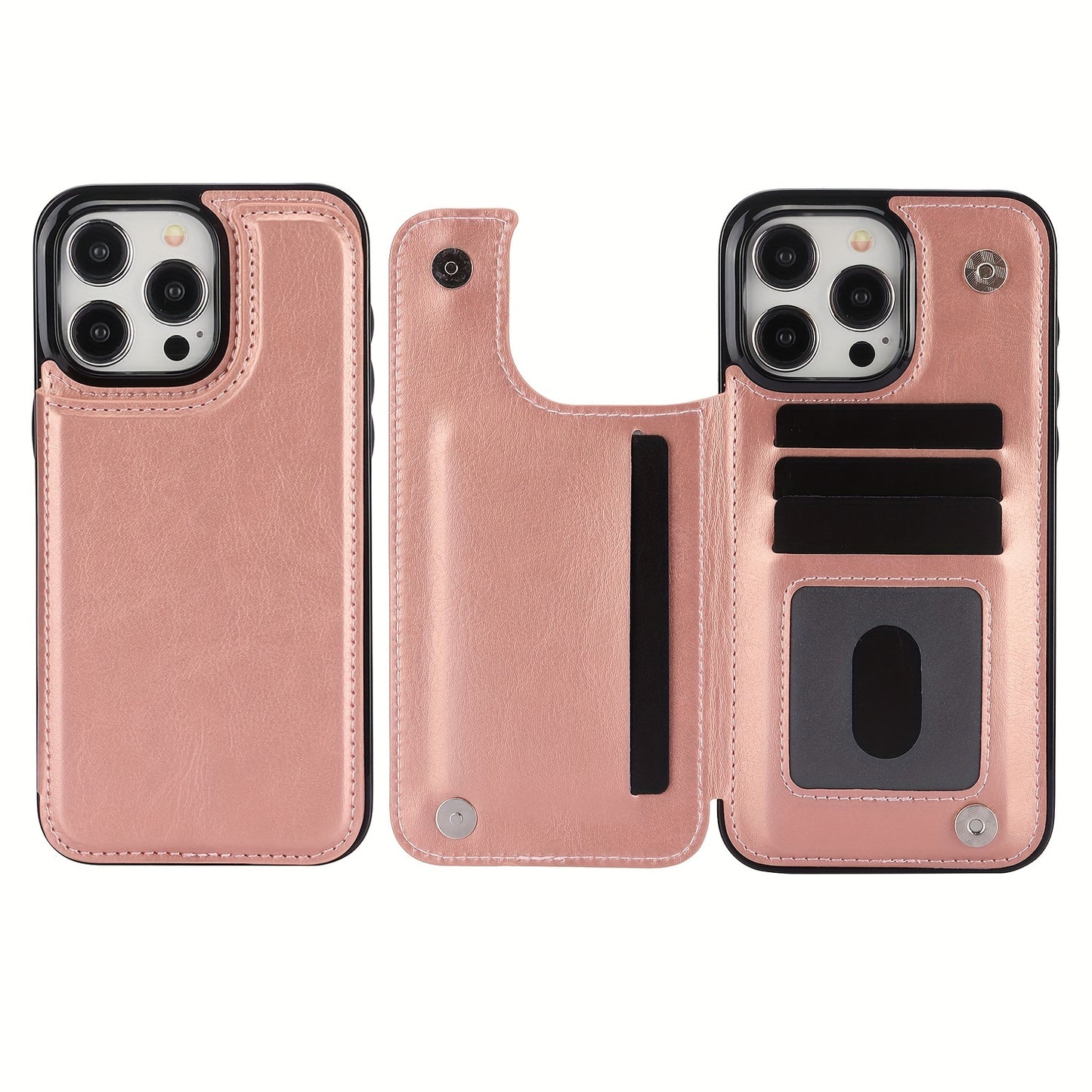 Premium PU Synthetic Faux Leather Wallet Case Designed for Various for iphone Models, Featuring Card Slots, a Stand, And Shockproof Protection.