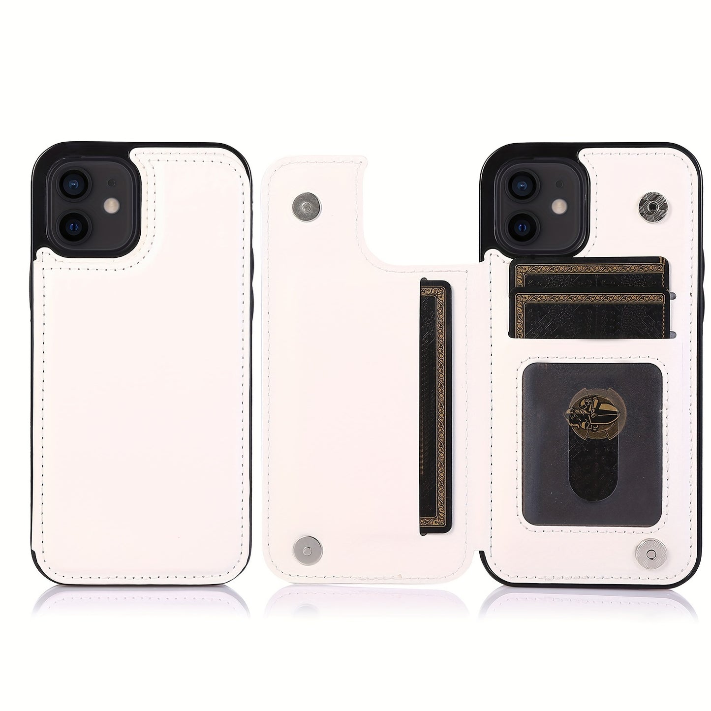 Premium PU Synthetic Faux Leather Wallet Case Designed for Various for iphone Models, Featuring Card Slots, a Stand, And Shockproof Protection.