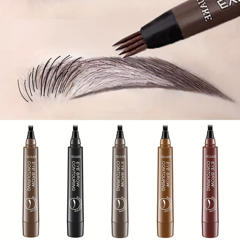 Four-Prong Eyebrow Pencil, Waterproof and Sweatproof with Long-lasting Wear