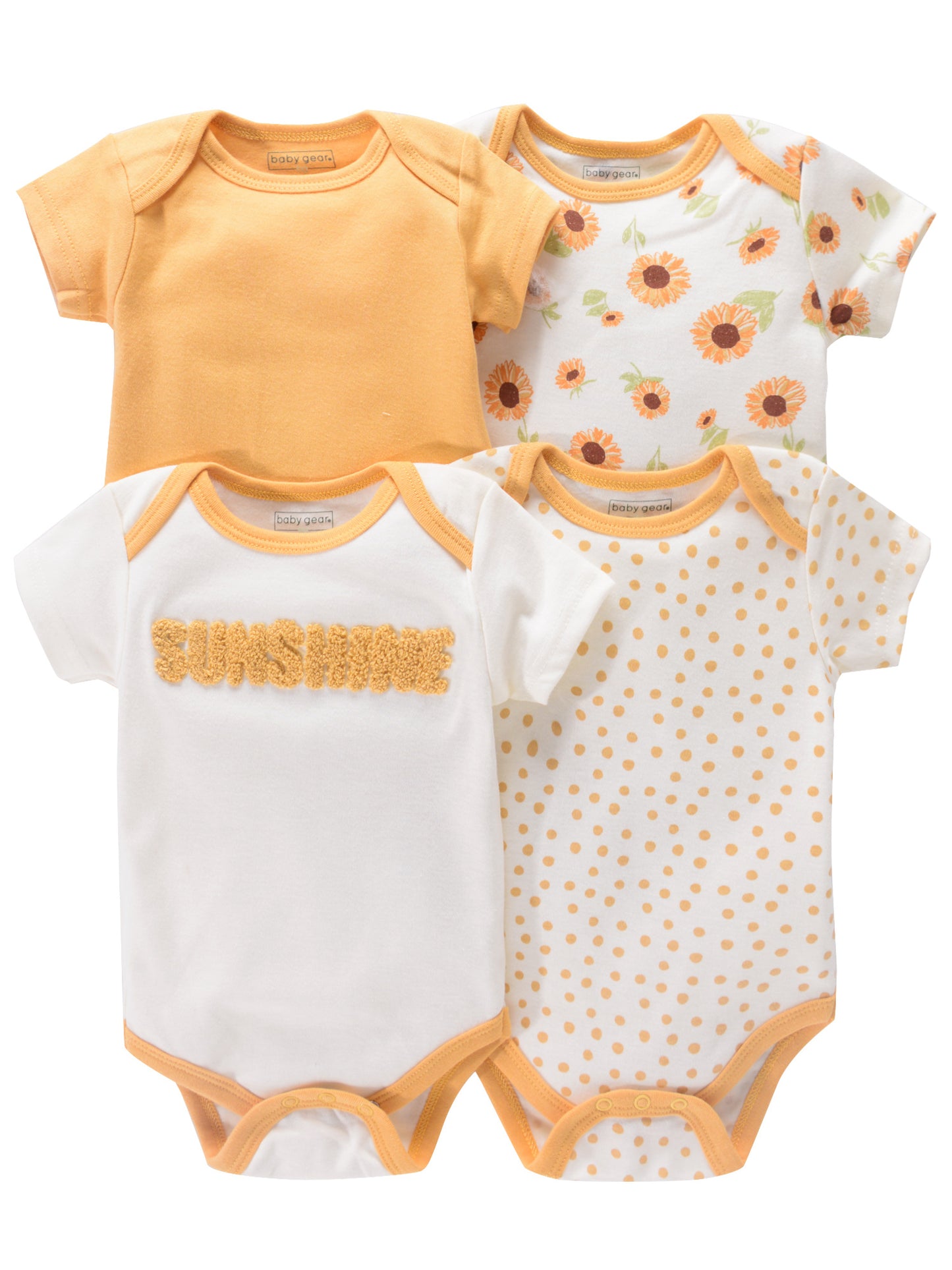 Newborn Baby Short Sleeve One-Piece Suit 4pcs Set with Alphabet Print and Embroidery Triangle Climbing Suit Ha Clothes Set 0-9 Months Baby Clothes