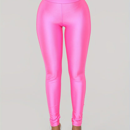 New Black High-Waisted Stretchy Solid Color Slim-Fit Pants for Women, Tight Leggings.