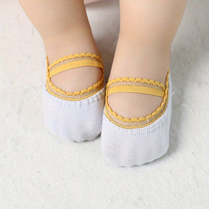 Girls' Elastic Lace-Up Boat Socks with Stretchable Non-Slip Sole