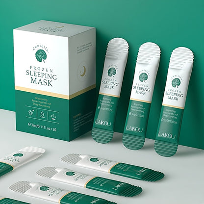 20pcs Centella Asiatica Moisturizing & Firming Sleeping Mask - Hydrating, Fragrance-Free, Hypoallergenic, Plant-Based Formula for All Light Beige Types, Unisex Adult Skincare, Skincare Routine, Sleek Packaging, Natural Ingred