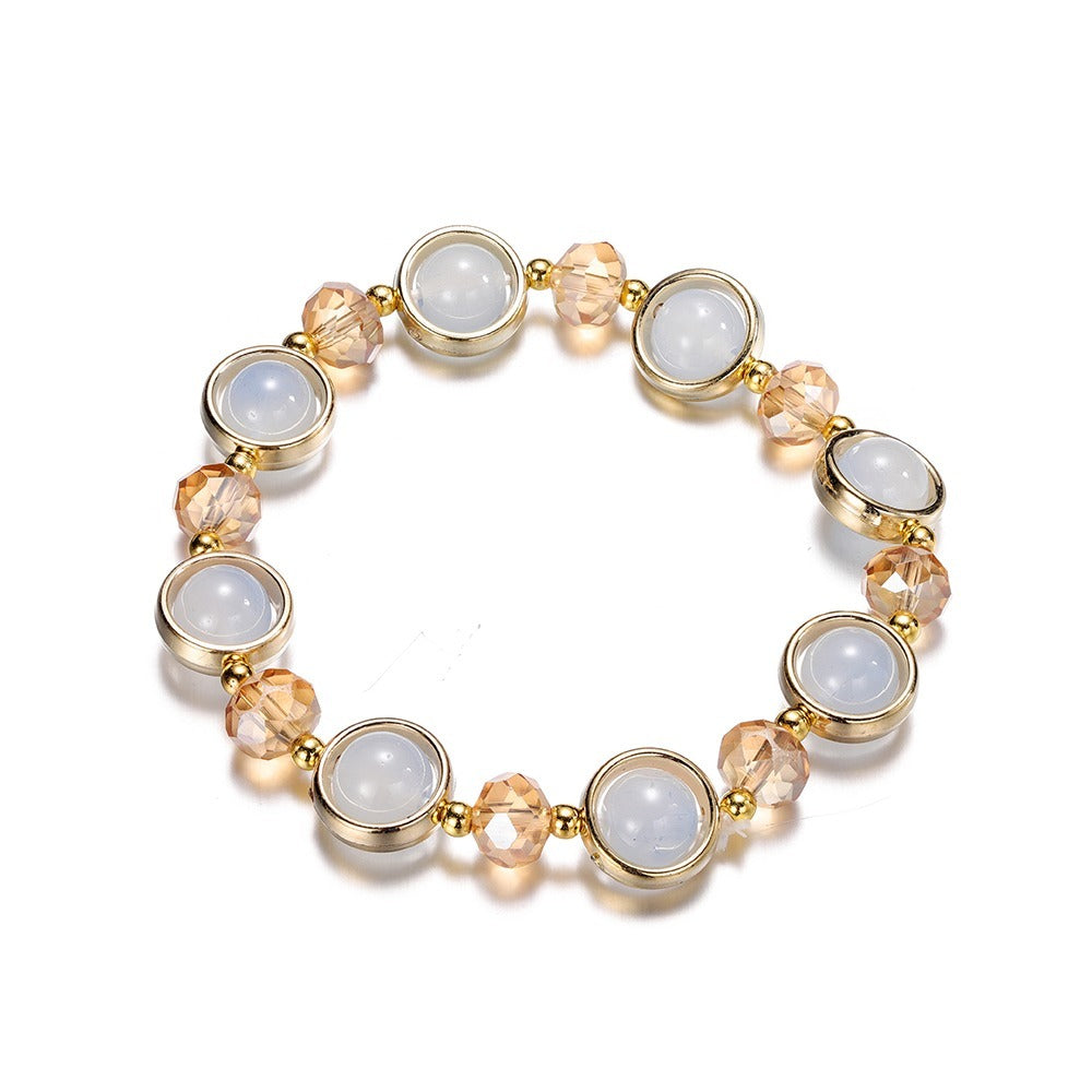 Inlay Round Cut Glass Bracelet Transparent Colorful Beaded Handmade Bracelet For Woman Jewelry Gifts