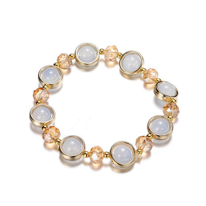 Inlay Round Cut Glass Bracelet Transparent Colorful Beaded Handmade Bracelet For Woman Jewelry Gifts