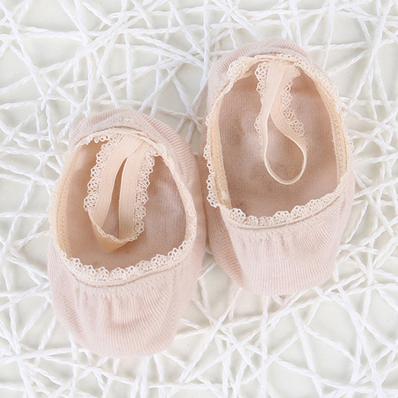 Girls' Elastic Lace-Up Boat Socks with Stretchable Non-Slip Sole