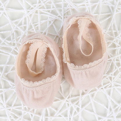 Girls' Elastic Lace-Up Boat Socks with Stretchable Non-Slip Sole