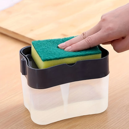 1pc Modern ABS Plastic Dish Soap Dispenser with Sponge Holder, Hand Wash Only, Lightweight Square Kitchen Sink Accessory, Space-Themed Solid Color Design