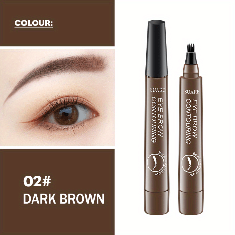 Four-Prong Eyebrow Pencil, Waterproof and Sweatproof with Long-lasting Wear