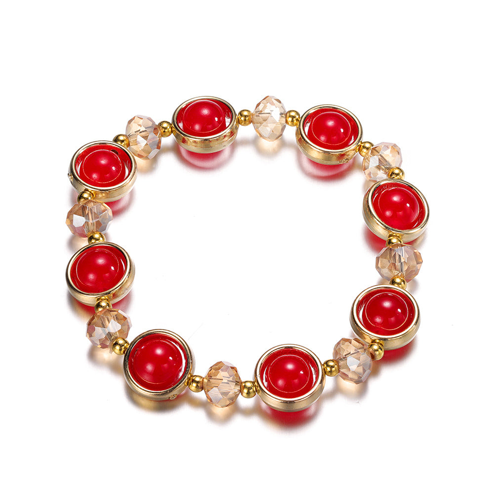 Inlay Round Cut Glass Bracelet Transparent Colorful Beaded Handmade Bracelet For Woman Jewelry Gifts