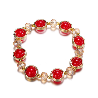 Inlay Round Cut Glass Bracelet Transparent Colorful Beaded Handmade Bracelet For Woman Jewelry Gifts