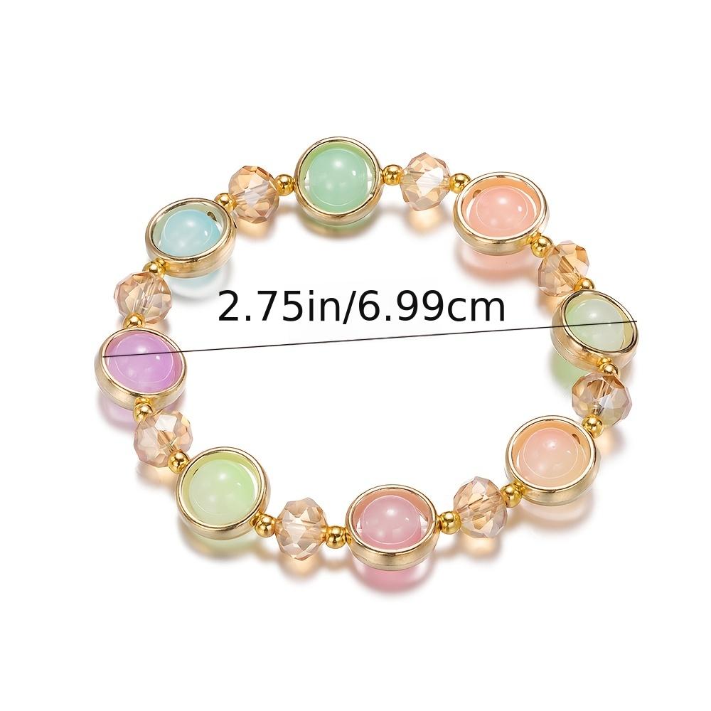 Inlay Round Cut Glass Bracelet Transparent Colorful Beaded Handmade Bracelet For Woman Jewelry Gifts