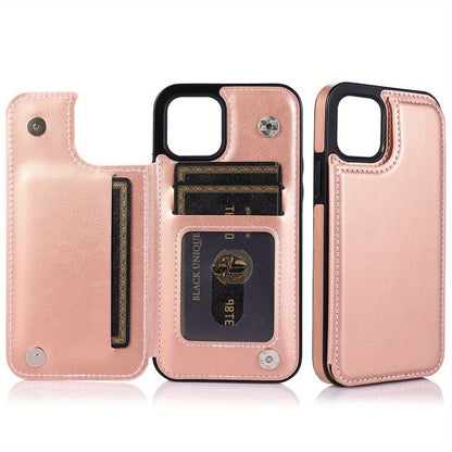 Premium PU Synthetic Faux Leather Wallet Case Designed for Various for iphone Models, Featuring Card Slots, a Stand, And Shockproof Protection.