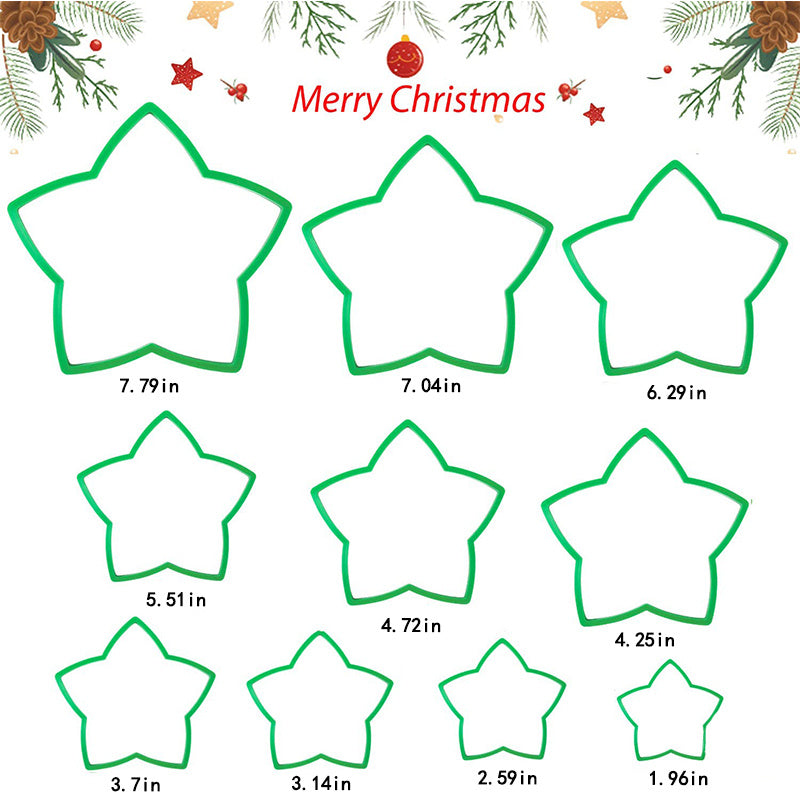 10pcs 3D Christmas Tree Cookie Cutter Set, Star Cookie Cutters