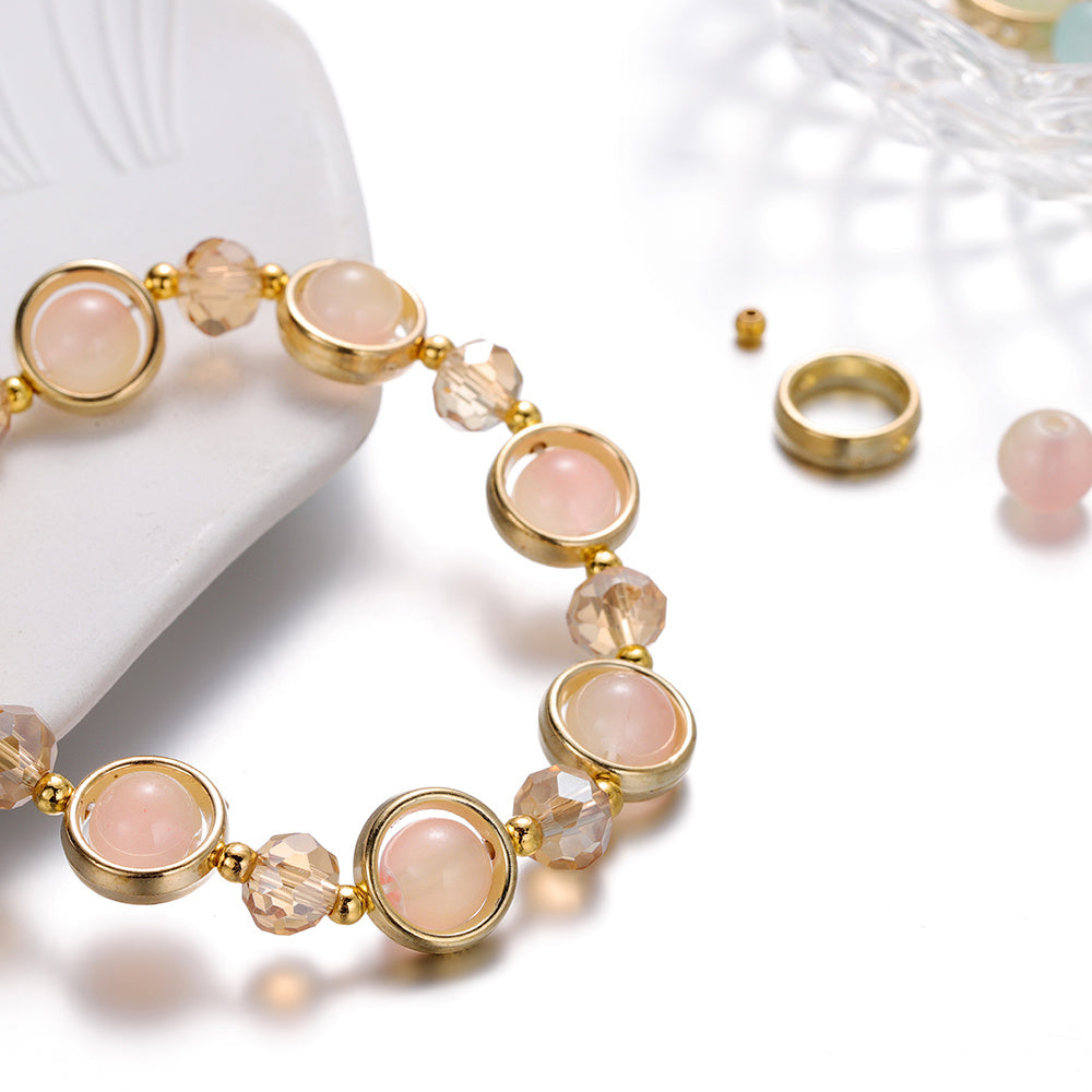 Inlay Round Cut Glass Bracelet Transparent Colorful Beaded Handmade Bracelet For Woman Jewelry Gifts