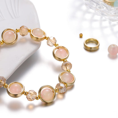 Inlay Round Cut Glass Bracelet Transparent Colorful Beaded Handmade Bracelet For Woman Jewelry Gifts