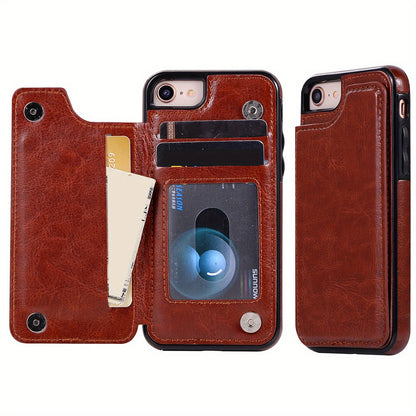 Premium PU Synthetic Faux Leather Wallet Case Designed for Various for iphone Models, Featuring Card Slots, a Stand, And Shockproof Protection.