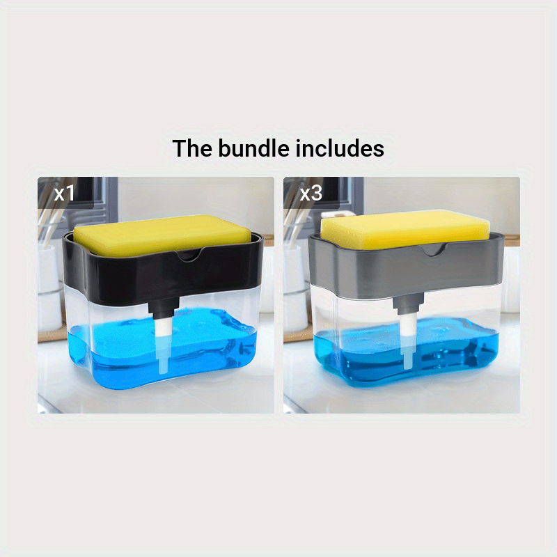 1pc Modern ABS Plastic Dish Soap Dispenser with Sponge Holder, Hand Wash Only, Lightweight Square Kitchen Sink Accessory, Space-Themed Solid Color Design
