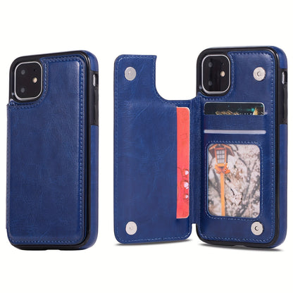 Premium PU Synthetic Faux Leather Wallet Case Designed for Various for iphone Models, Featuring Card Slots, a Stand, And Shockproof Protection.