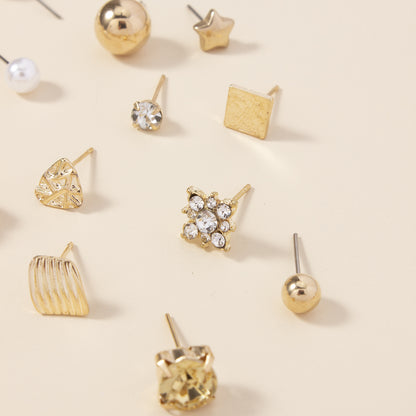 A Set of 30 Pairs of Stylish Alloy Heart-Shaped Faux Gemstone Letter Earrings.