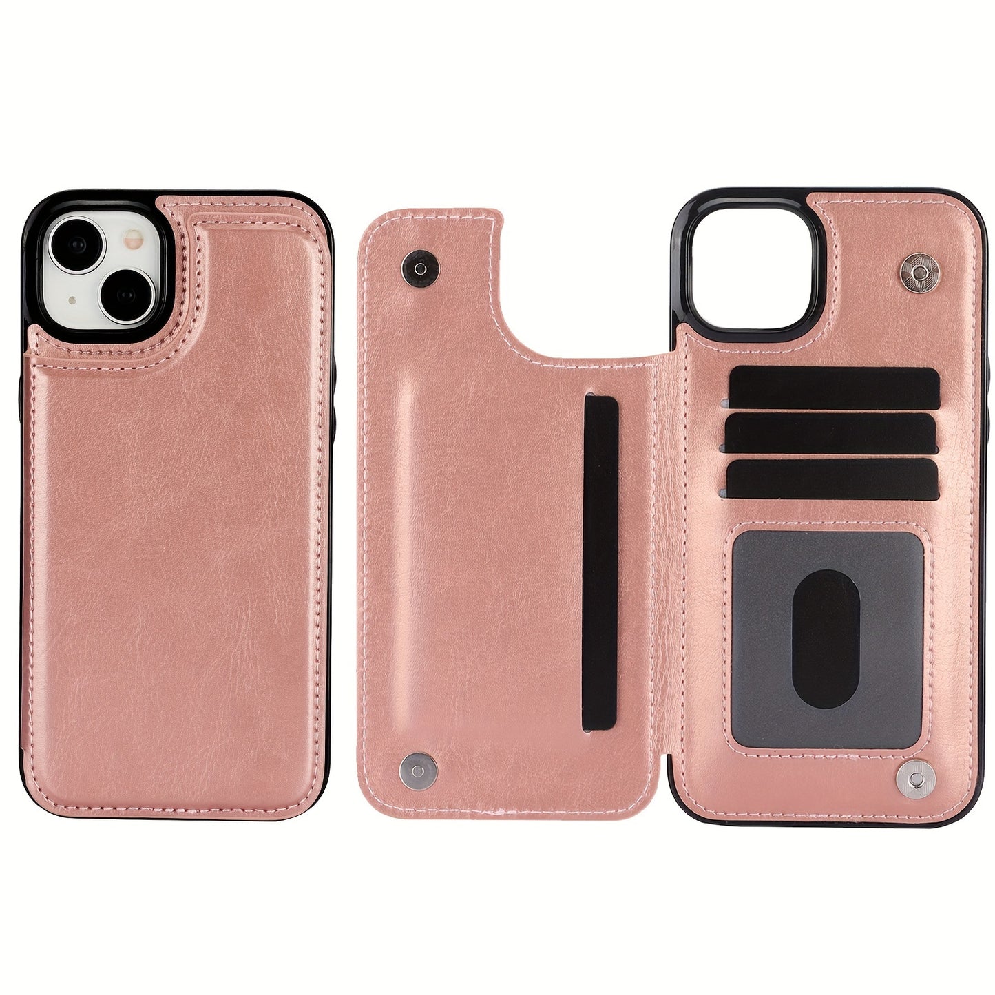 Premium PU Synthetic Faux Leather Wallet Case Designed for Various for iphone Models, Featuring Card Slots, a Stand, And Shockproof Protection.