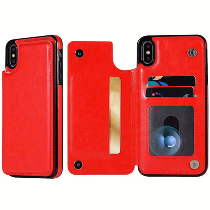 Premium PU Synthetic Faux Leather Wallet Case Designed for Various for iphone Models, Featuring Card Slots, a Stand, And Shockproof Protection.