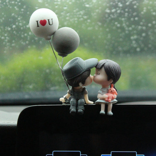 Cute Ornaments Couple Action Figurines Balloons Ornaments For Car Dashboard Decoration