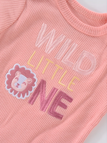 Newborn Baby Short Sleeve One-Piece Suit 4pcs Set with Alphabet Print and Embroidery Triangle Climbing Suit Ha Clothes Set 0-9 Months Baby Clothes