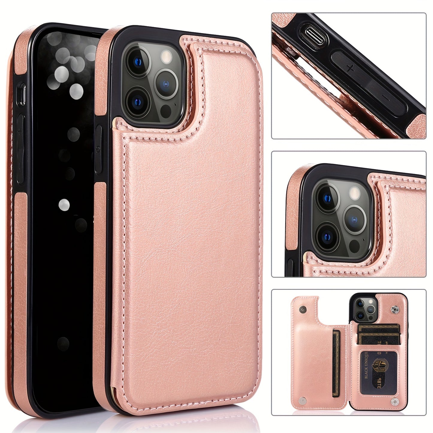 Premium PU Synthetic Faux Leather Wallet Case Designed for Various for iphone Models, Featuring Card Slots, a Stand, And Shockproof Protection.