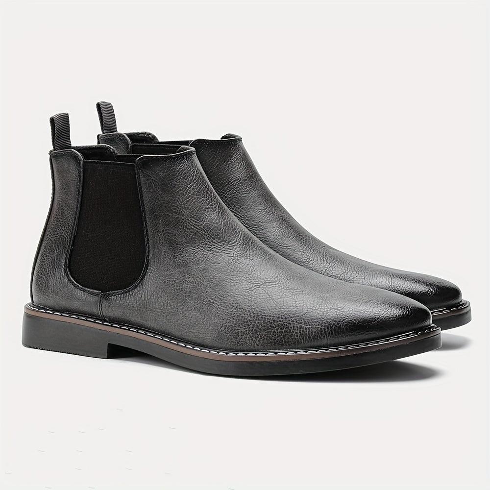 Men'S Chelsea Boots - Classic Ankle Boots with Elastic Closure, Glossy Black Faux, Cushioned Insole & Non-Slip PVC Sole - Formal & Casual Shoes for Everyday, Office, Events - Extended Sizes up to EU 46 (US Men'S 12) - Model #