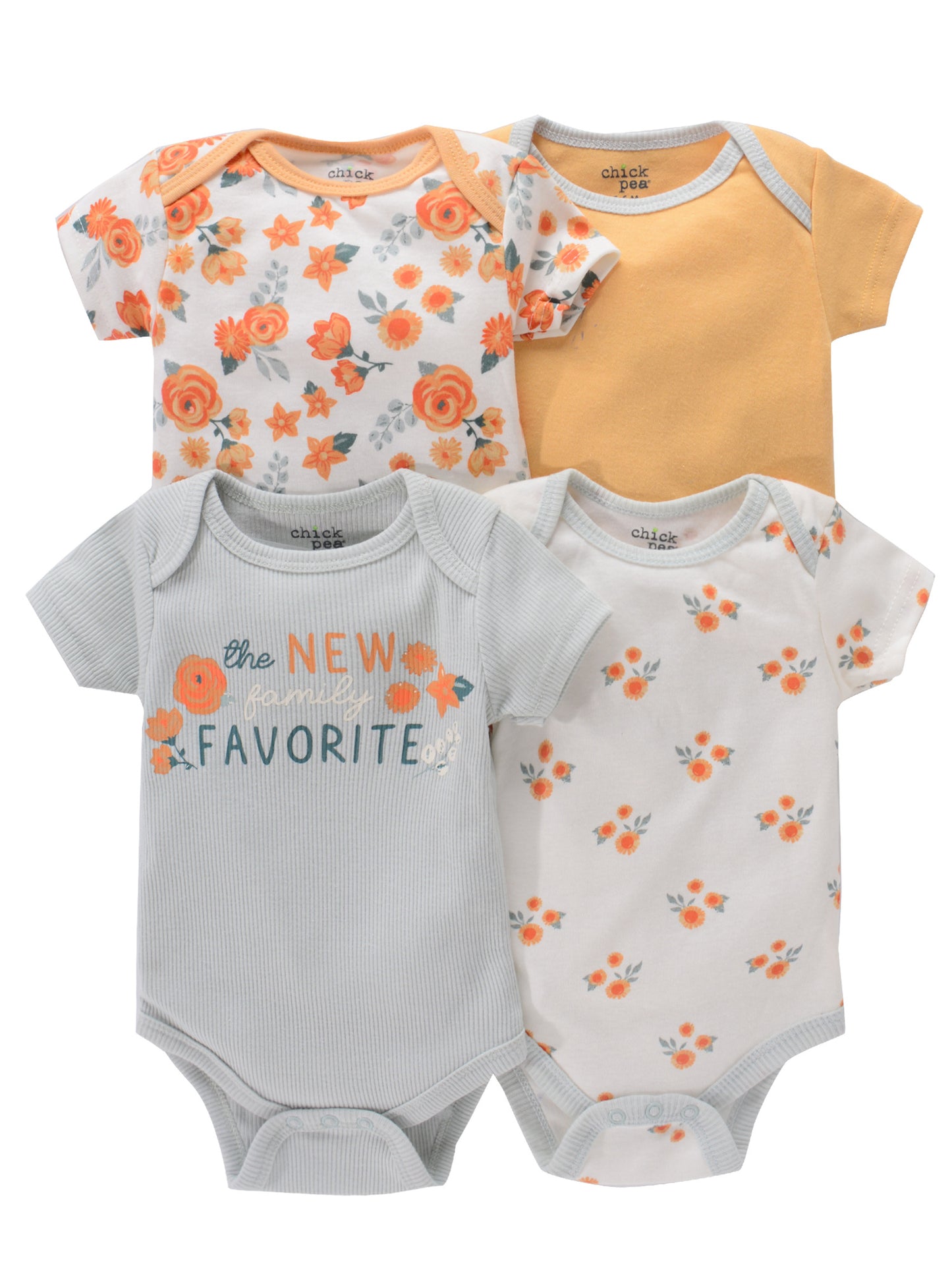 Newborn Baby Short Sleeve One-Piece Suit 4pcs Set with Alphabet Print and Embroidery Triangle Climbing Suit Ha Clothes Set 0-9 Months Baby Clothes