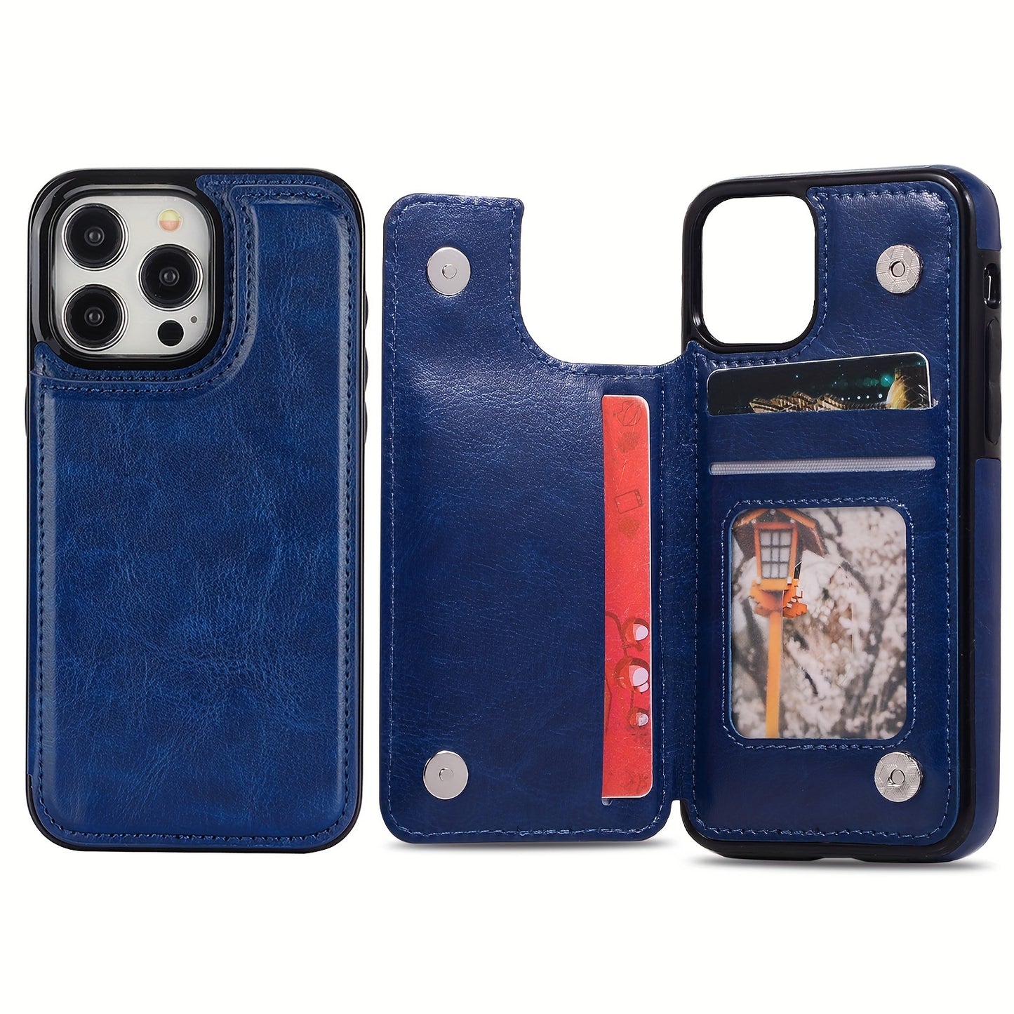 Premium PU Synthetic Faux Leather Wallet Case Designed for Various for iphone Models, Featuring Card Slots, a Stand, And Shockproof Protection.