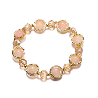 Inlay Round Cut Glass Bracelet Transparent Colorful Beaded Handmade Bracelet For Woman Jewelry Gifts