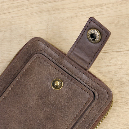 1pc Men's PU Leather Solid Color Business Wallet, Card Holder With Zipper & Button, Valentine's Day Gift For Men