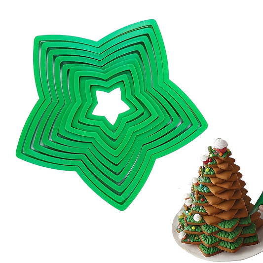10pcs 3D Christmas Tree Cookie Cutter Set, Star Cookie Cutters